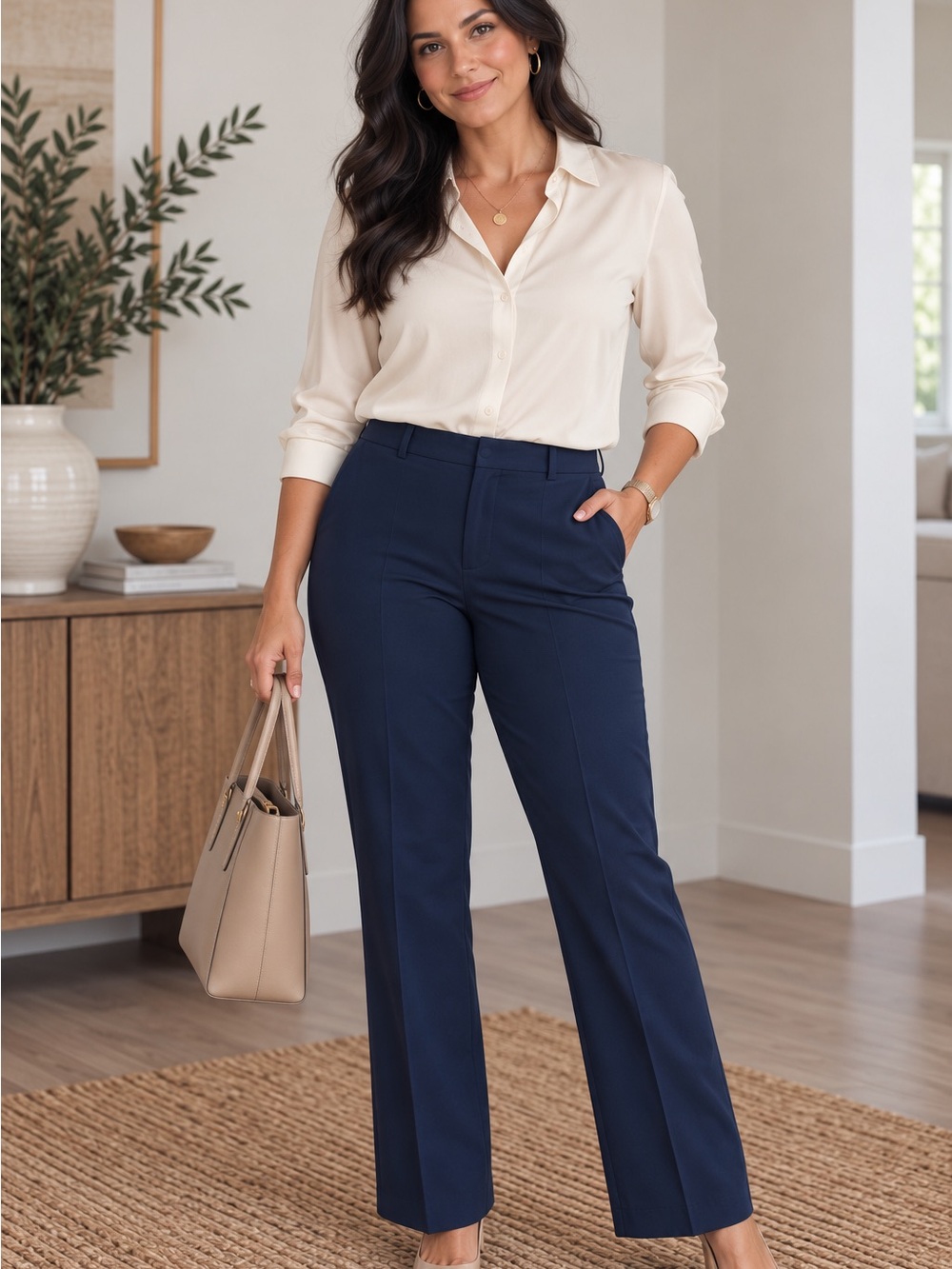 Worthington Navy Straight-Leg Work Trousers